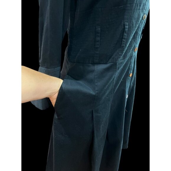 ALFANI ButtonUp Long Sleeve Fit & Flare Dress WOMEN, MED Navy Blue Pleated Skirt - Picture 7 of 9